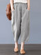 Harem Pants Solid Color Loose Cotton Casual Thin Capris - Grey