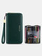 Simple Genuine Leather 6.5 Inch Anti-theft RFID Clutch Wallet Multi-card Slots Card Holder Long Purse - Dark Green