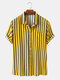 Men Striped Printed Casual Holiday Shirt - Yellow