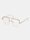 Unisex Metal Big Square Half Frame Multicolor Lens Anti-UV Fashion Sunglasses - Silver Frame