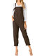 Adjustable Straps Solid Plus Size Jumpsuit with Pockets - Coffee