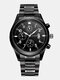 Black Men Stainless Steel Business Casual Watch Waterproof Decorated Pointer Calendar Quartz Watch - Black