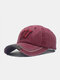 Unisex Washed Cotton Solid Color Letter Embroidery Retro All-match Baseball Cap - Wine Red