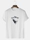 Mens 100% Cotton Letter & Mountain Pattern Short Sleeve T-Shirt - White