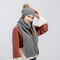 Womens Christmas Knitted Hat Scarves Set Solid Beanie Cap Thickening Scarf Slouchy Warm Skull Cap - Grey