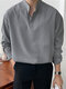 Mens Solid Stand Collar Long Sleeve Henley Shirt - Gray