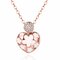 Sweet Luxury Necklace Heart Flower Oil Drip Rhinestone Necklace - Rose Gold