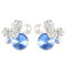 Cute Sweet Heart Earrings Anallergic Platinum Crystal Rhinestone Pearl Stud Earrings for Women - Blue