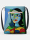 Casual Abstract Figure Pattern Print Zip Front Crossbody Bag Shoulder Bag - Multicolor