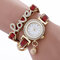 Fashion Quartz Wristwatch Gold Alloy Rhinestone Love Two Layer Small Bell Watches for Women - Red