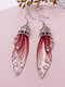 Vintage S925 Sterling Silver Butterfly Long Cicada Wings Gradient Earrings - 31