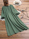 Vintage Solid Color Plus Size Dress with Pockets - Green