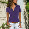 Women's Shirt Lapel Short-sleeved Shirt Women's Clothing - Purple