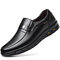 Men Casual Round Toe Wearable Business Casual Leather Loafers - Black