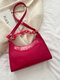 Women Fashion Faux Leather Chain Handbag Shoulder Bag - Rose Red