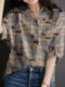 Blusa de media manga con solapa estampada para Mujer - Caqui