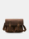 Ekphero PU Leather Vintage Large Capacity Crossbody Bag Multi Pocket Durable Messenger Shoulder Bag - Brown