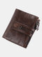 Men Genuine Leather Multifunctional RFID Multi-card Slots Money Clips Coin Purse Wallet - Coffee