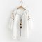Season New National Style Embroidery Lace Tassel Design Nine Points Lantern Sleeves Shirt Women's Shirt Three Colors Into - White