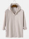 Mens Solid Color Cotton Button Up Casual Long Sleeve Hooded Shirts - Grey