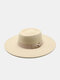 Unisex Woolen Felt Solid Color Bandage Bowknot Decoration Concave Top Fedora Hat - Beige