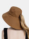 Women Dacron Cloth Casual Outdoor Back Brim Extended Ponytail Foldable Sunshade Bucket Hats - Brown