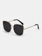 Unisex Fashion Metal Square Full Frame Narrow Rim UV Protection Sunglasses - Black