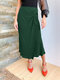 Plain Asymmetrical Layered Knotted High Waist Plus Size Midi Skirt - Green