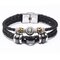 Vintage 12 Constellation Bracelet Woven Leather Bracelet Multilayer Stainless Steel Bracelet - 02