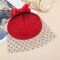 Women Fascinator Pillbox Felt Wool Hat Hair Clip Formal Dress Bowknot Veil - Red