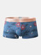 Mens Cartoon Animal Print Cotton Soft Breathable Underwear U Convex Boxer Briefs - Navy Blue