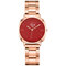 Simple Casual Women Wristwatch Rose Gold Band Large Three-Hand Dial Quartz Watches - Red