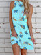 Floral Print Sleeveless Backless Casual Dress For Women - Light Blue