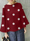 Блузка с расклешенными рукавами и принтом в горошек For Женское - Красный