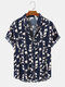 Mens Geometric Pattern Button Front Daily Short Sleeve Shirts - Navy