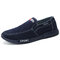 Men Washed Canvas Flats Comfy Soft Slip On Casual Shoes - Blue