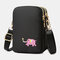 Women Elephant Printed Phone Bag Waterproof Casual Crossbody Bags - Black