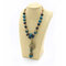 Ethnic Jewelry Ceramic Beads Necklaces Vintage Leaf Drop Charm Necklace for Women - Blue