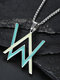 Trendy Simple Luminous Geometric Letter Shape Pendant Titanium Steel Necklace - #01