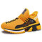 Men Stylish Letter Pattern Comfy Breathable Soft Sole Running Casual Sneakers - Yellow