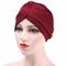 Women's Turban Chemotherapy Cap Flexible Countryside Floral Twist Beanie Cap - Wine Red