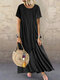 Bohemian Lace Patchwork Summer Plus Size Maxi Dress - Black