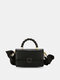 Women Faux Leather Casual Multi-Carry Solid Color Mini Handbag Crossbody Bag - Black