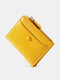 Women Faux Leather Fashion Multi-Slots Multifunction Short Wallet Purse - Yellow