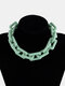 Punk Hip Hop Button Chain Necklace Simple Tassel Acrylic Necklace - Green