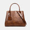 Women Vintage Handbag Solid Shoulder Bag - Brown