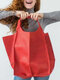 Women's Vintage PU Leather Oversize Brown Capacity Shoulder Bag Handbag Tote Bag - Red