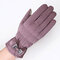 Winter Outdoor Sports Warm Windproof Touch Screen Gloves Women Bow Tie Plush Gloves - Light Purple
