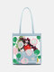 Women 2 PCS Transparent Fruit Vegetable Pattern Printed PVC Shoulder Bag Handbag Tote - Blue