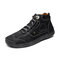 Menico Men Hand Stitching Leather Rubber Toe Non Slip Soft Sole Business Casual Boots - Black